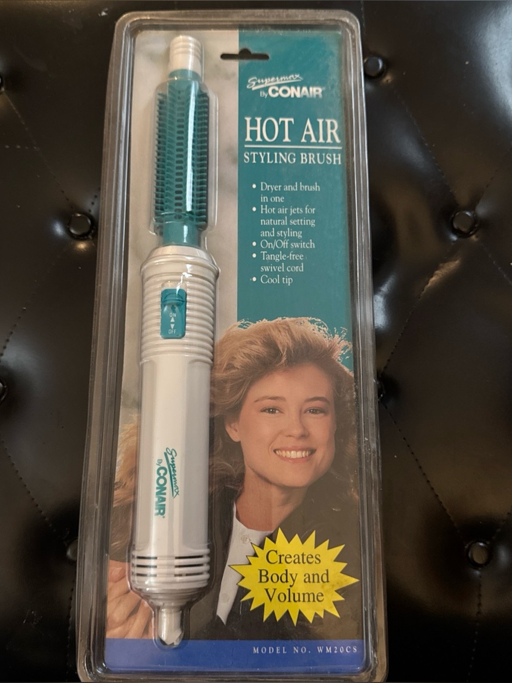 Vintage Deadstock supermax by conair Hot Air Styling Brush - Teal and White